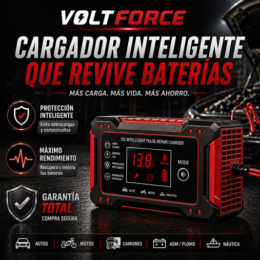 VoltForce™ Pro Cargador Inteligente que Revive Baterías