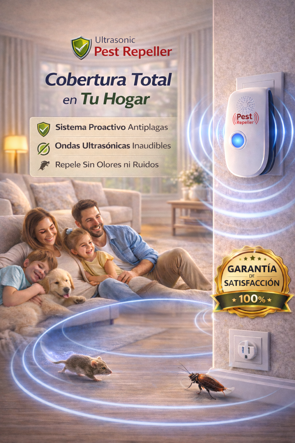 Repelente Eléctrico Ultrasónico para Ratones